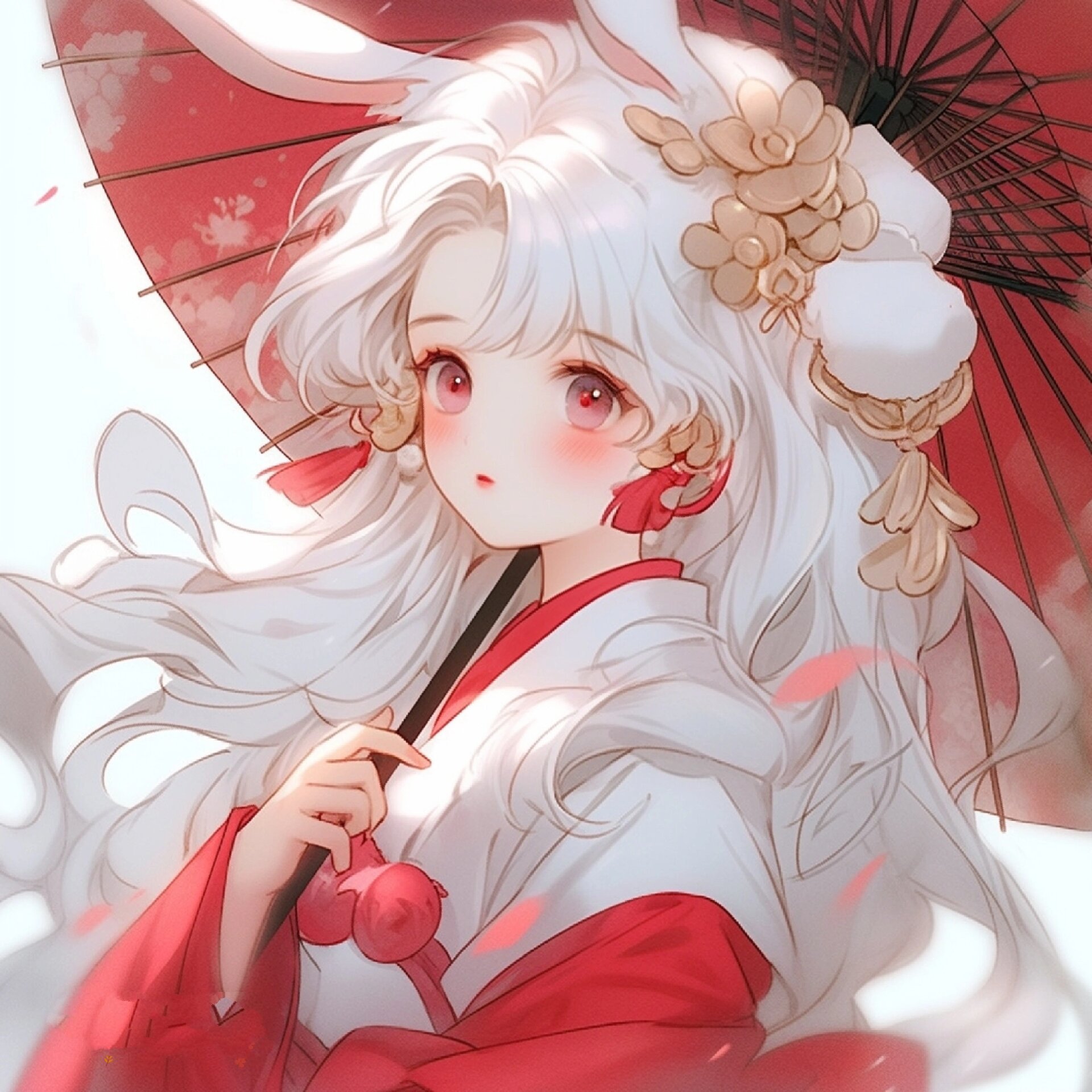 公孙离祈雪灵祝头像搭配79撑伞兔耳少女头像