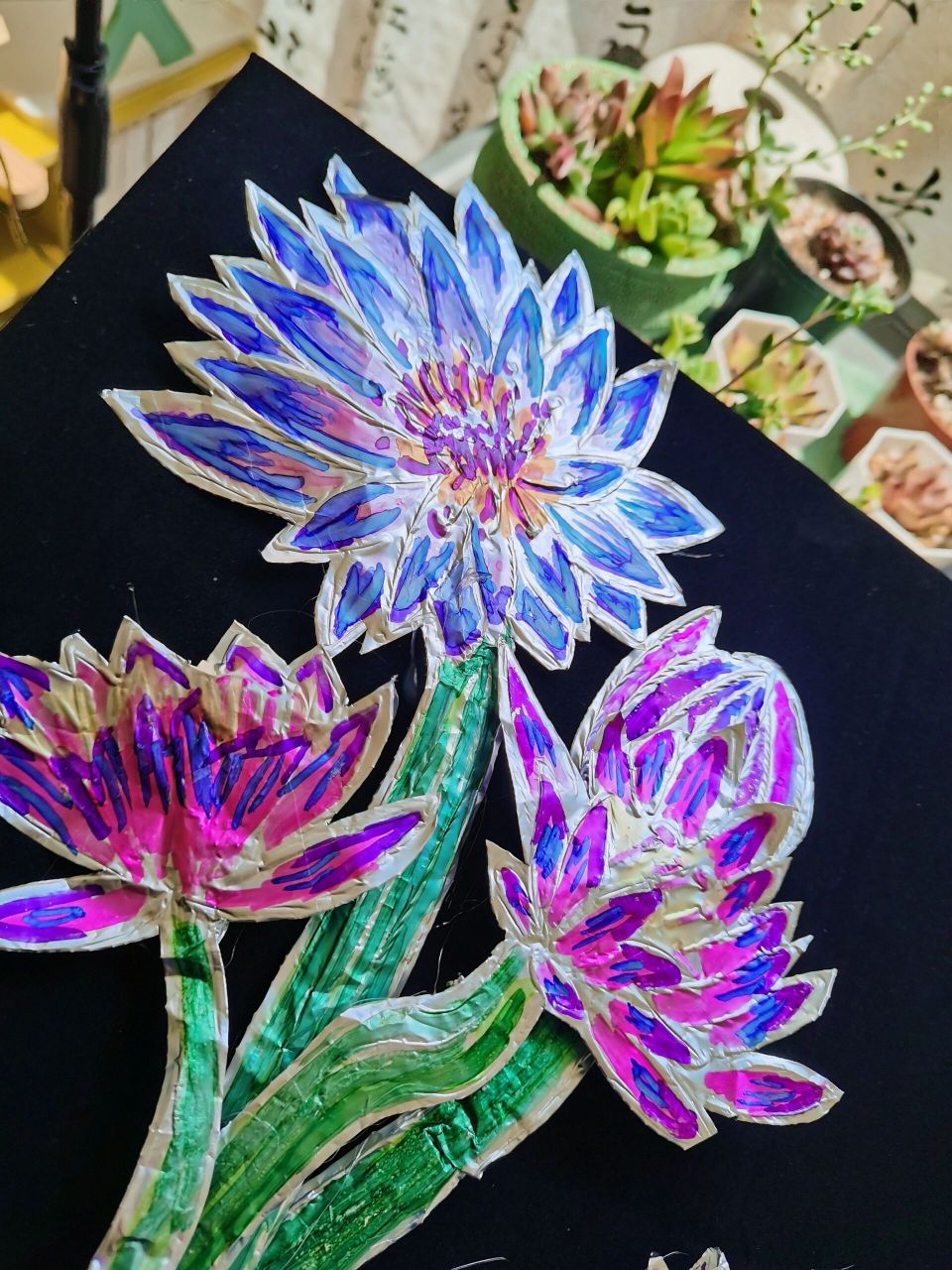 锡纸画  课程实践心得 最近超火的锡纸花绘的课,我帮大伙试过水了