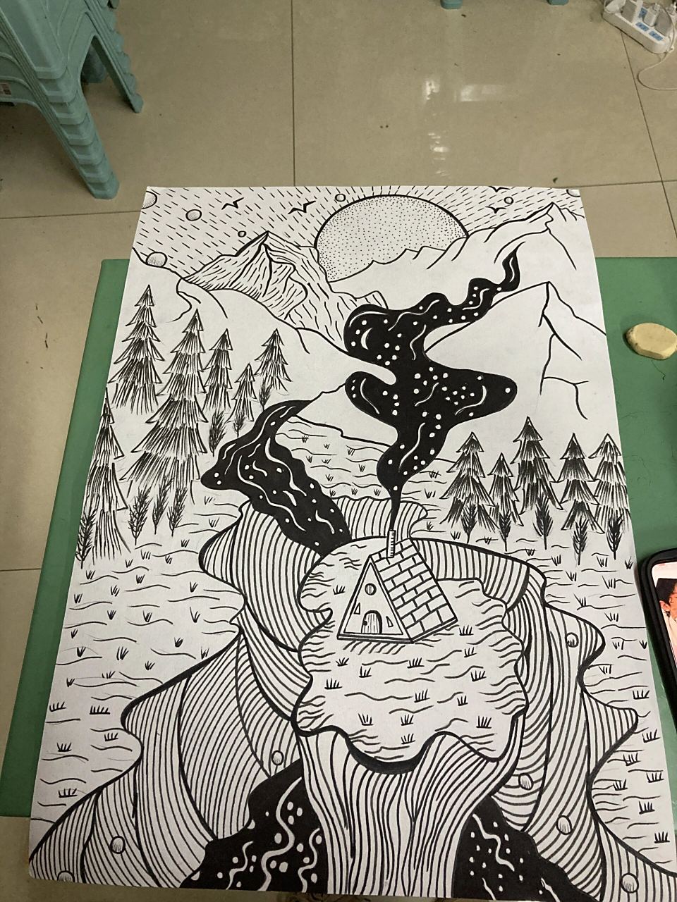 黑白点线画 简单临摹一下点线面构成