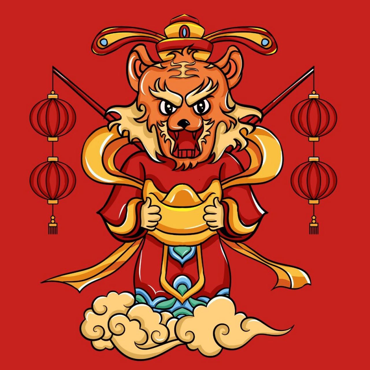 国潮插画##虎年生肖# #虎# #插画分享