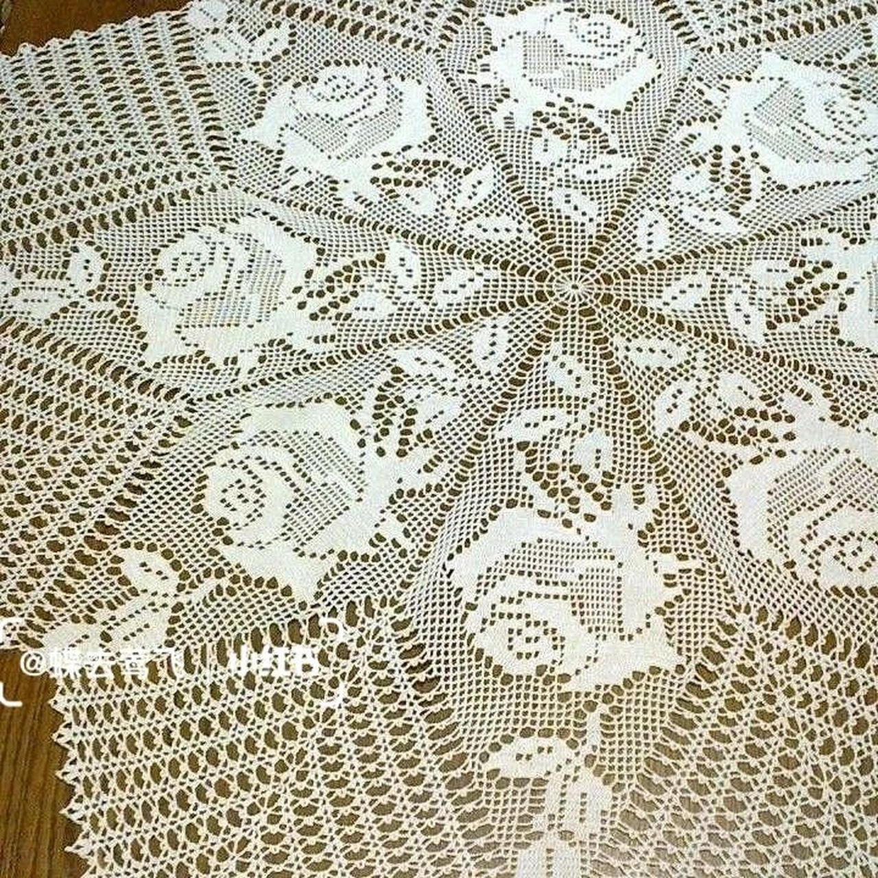【图解】钩针手工编织 蕾丝餐巾桌布花片图案 #编织# #手工编织