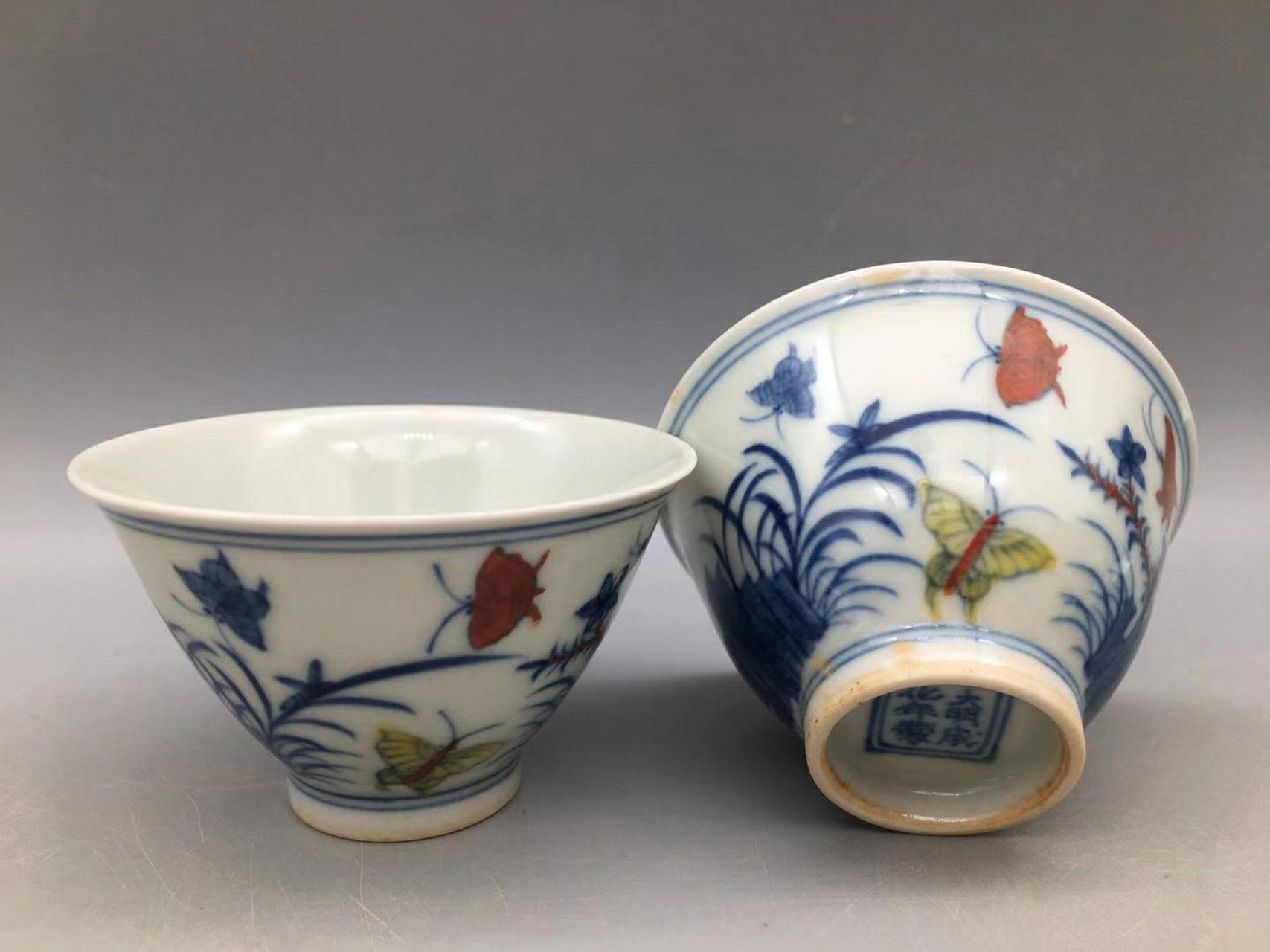 斗彩红胎三秋杯-大明成化年制【九五品】