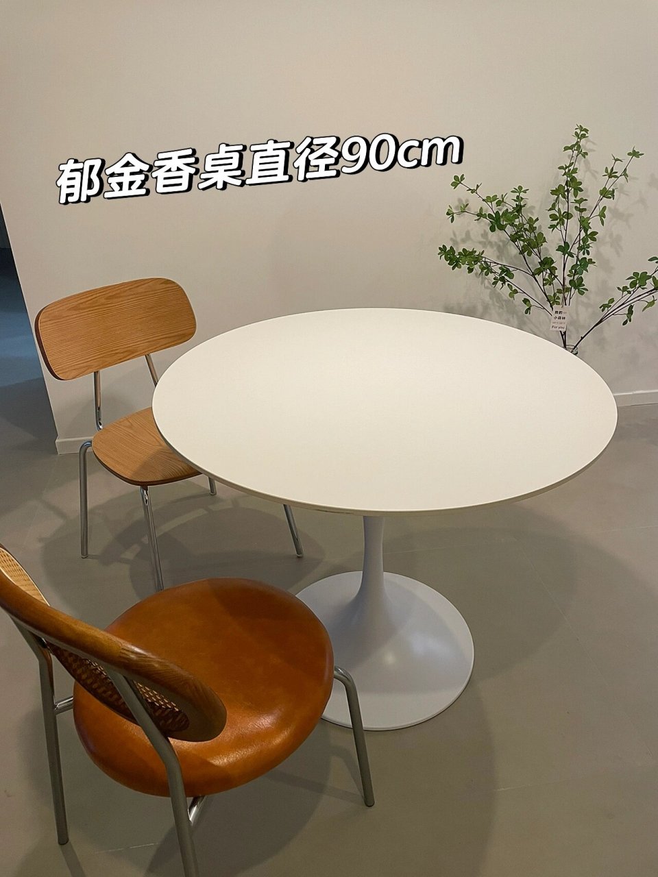 90600白色岩板郁金香圆形餐桌一体桌腿很美 找了很久的郁金香圆桌