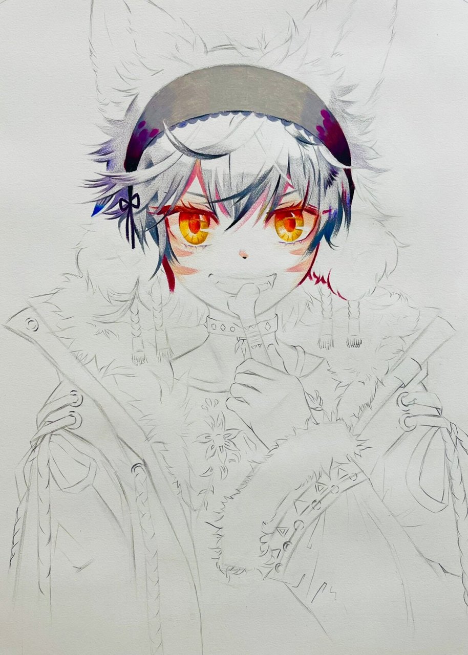 这是用富莱卡勒家的72色油性彩铅完成的第二张彩铅动漫作品