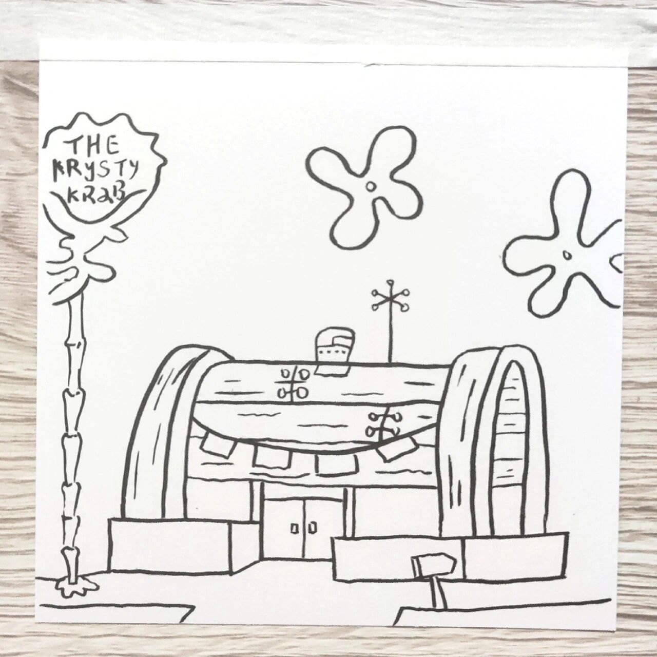 【黑白简笔画006】蟹堡王