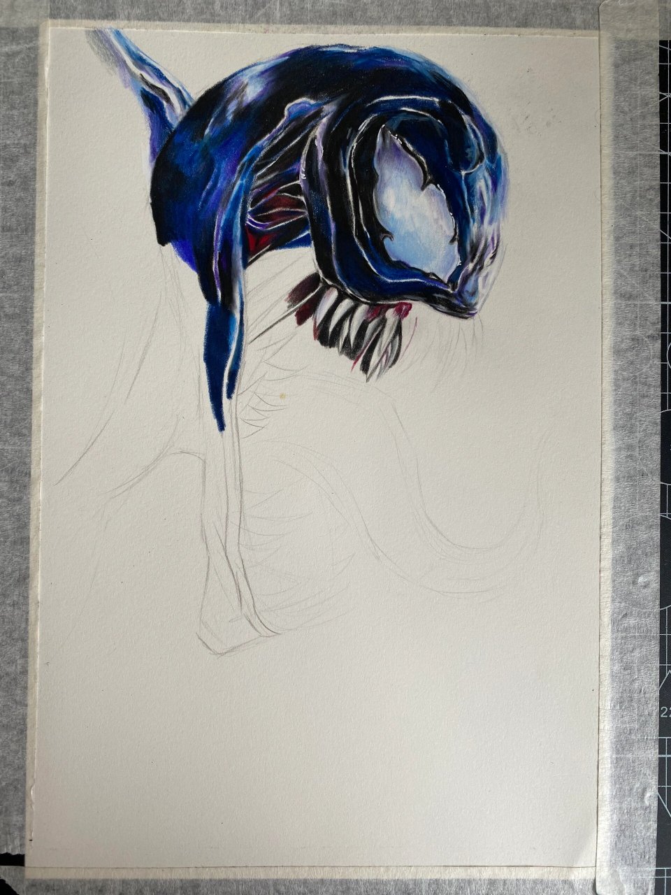 彩铅手绘《毒液》完整版 尺寸:16k 彩铅:马可雷诺阿,辉柏嘉 纸:获多福