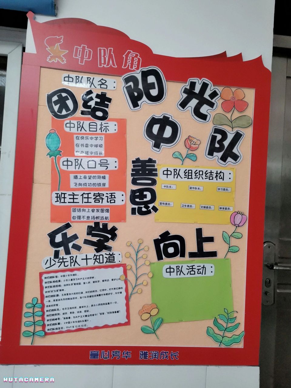 小学《中队角》布置 中队角布置要求: 94 队角大小94*77厘米 94有