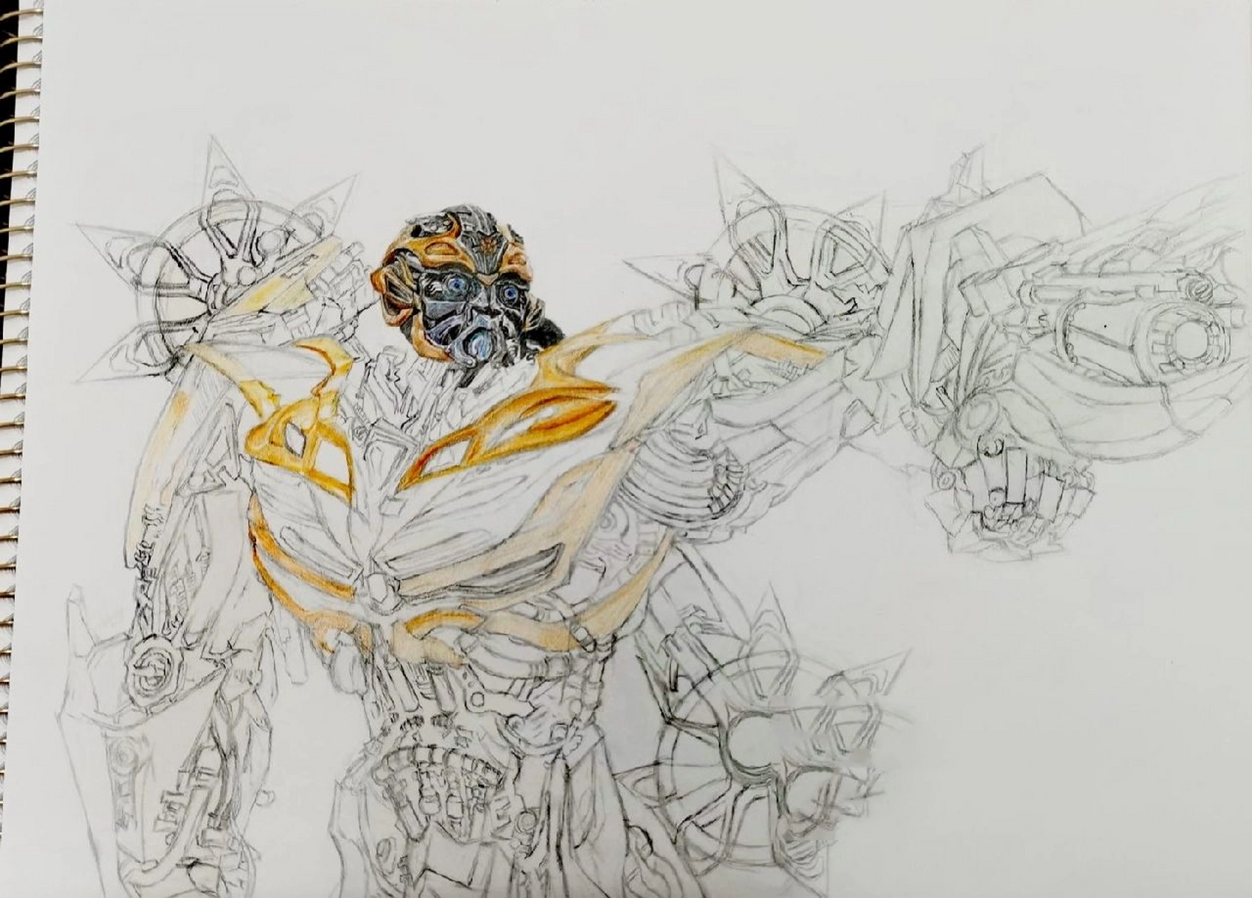 (彩铅绘画) 大黄蜂是变形金刚中我最喜欢的机器人之一,不仅仅是因为他