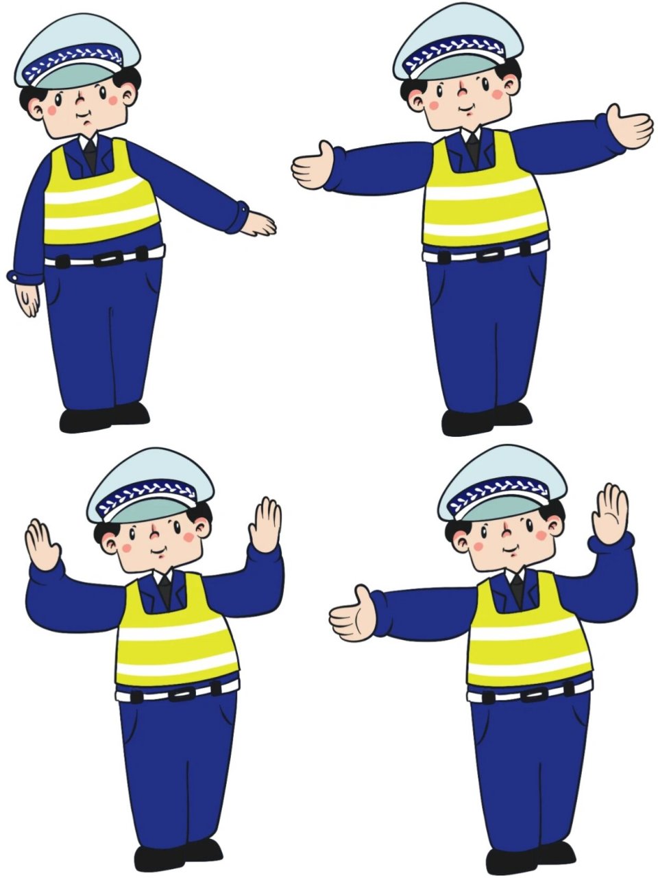 免扣素材|插画风交通安全交警手势01png免扣 考完驾照长期不开车