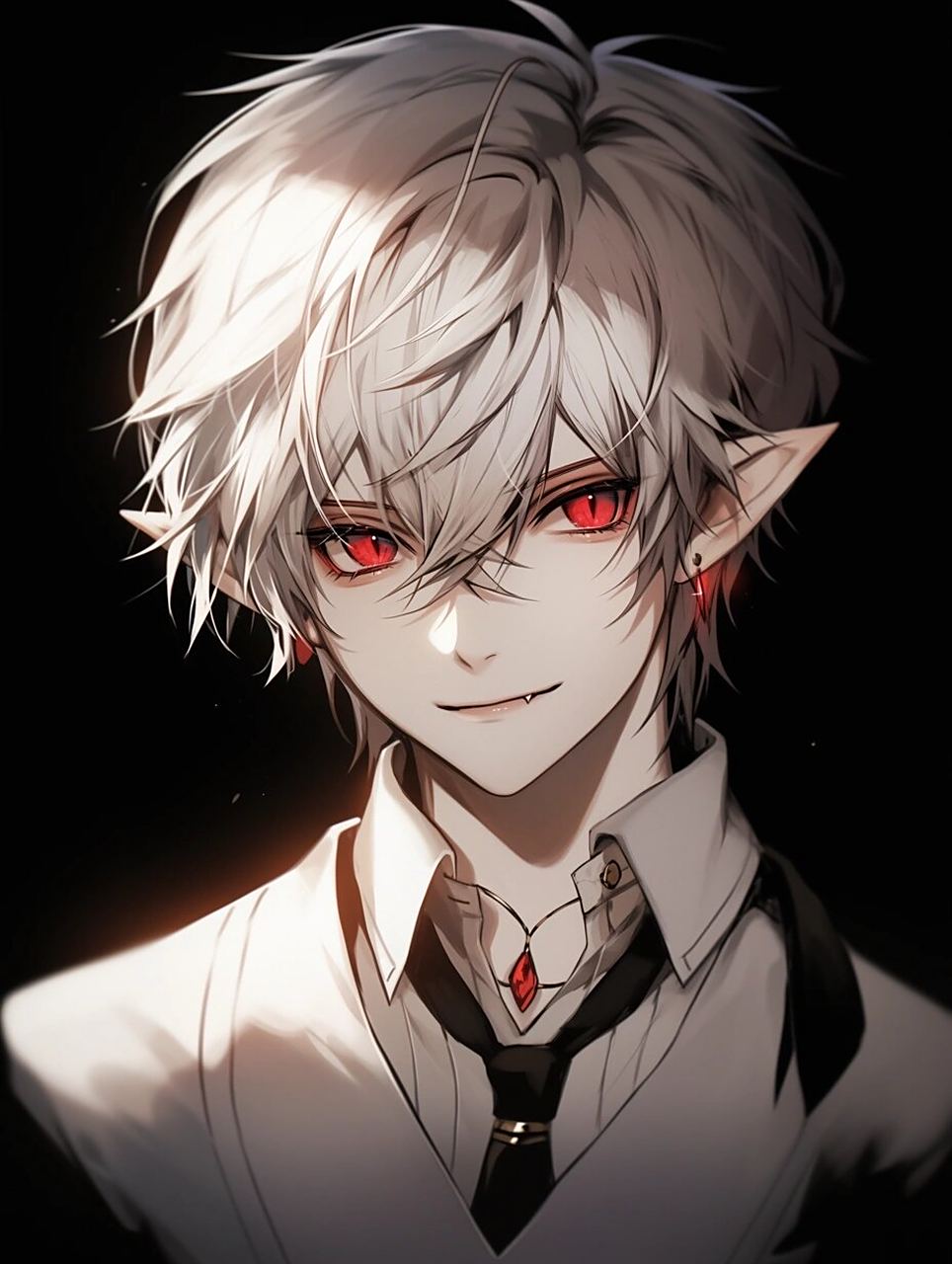 银发红眼恶魔男头像