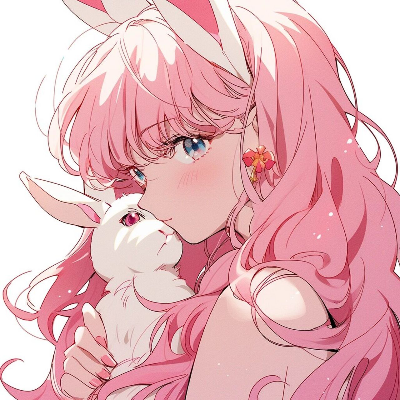 旧漫头像丨粉色少女和她的兔子,你爱吗?