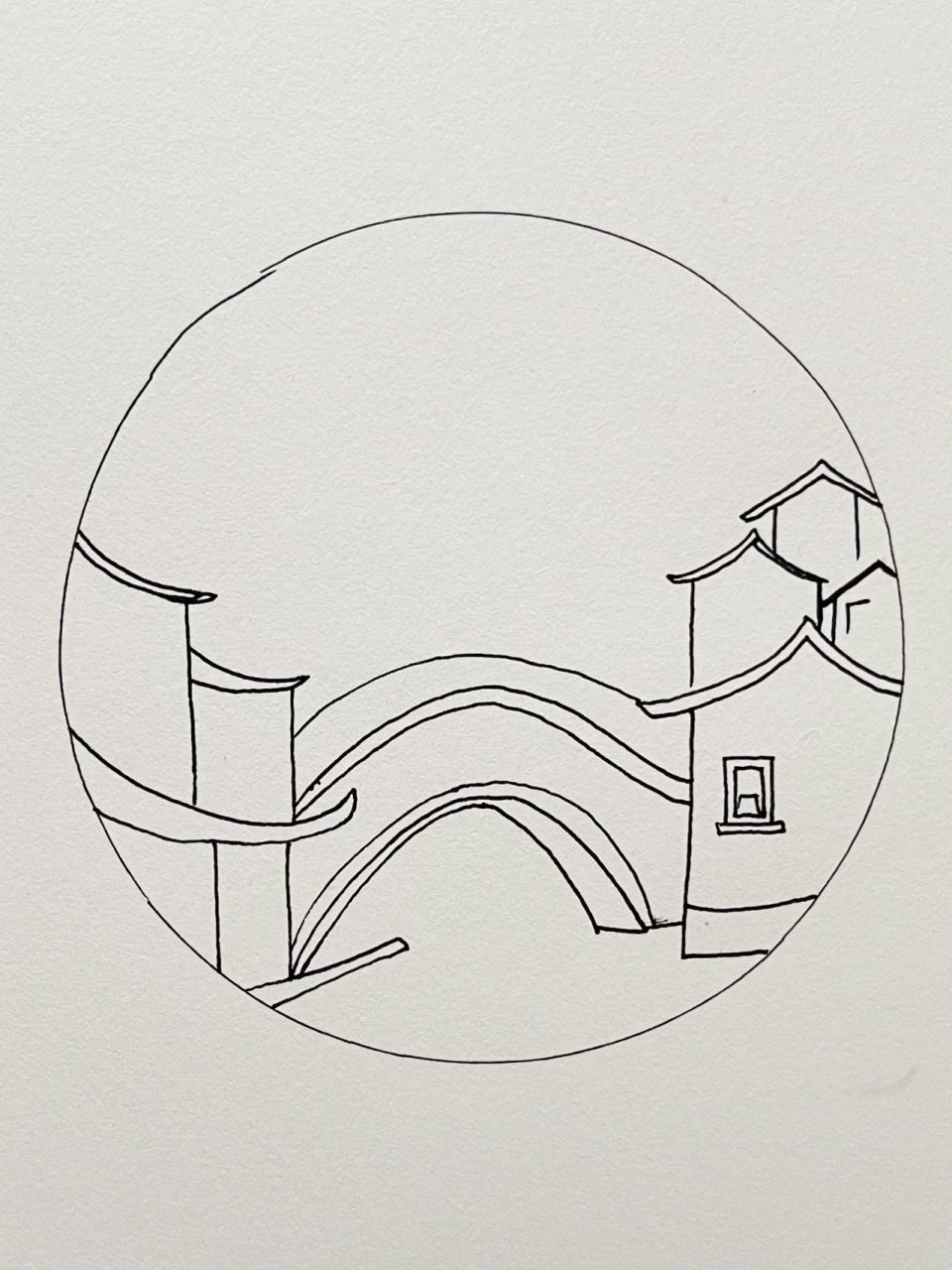 针管笔手绘19|江南水乡 小桥流水 美不胜收 有一个超简单的小画儿