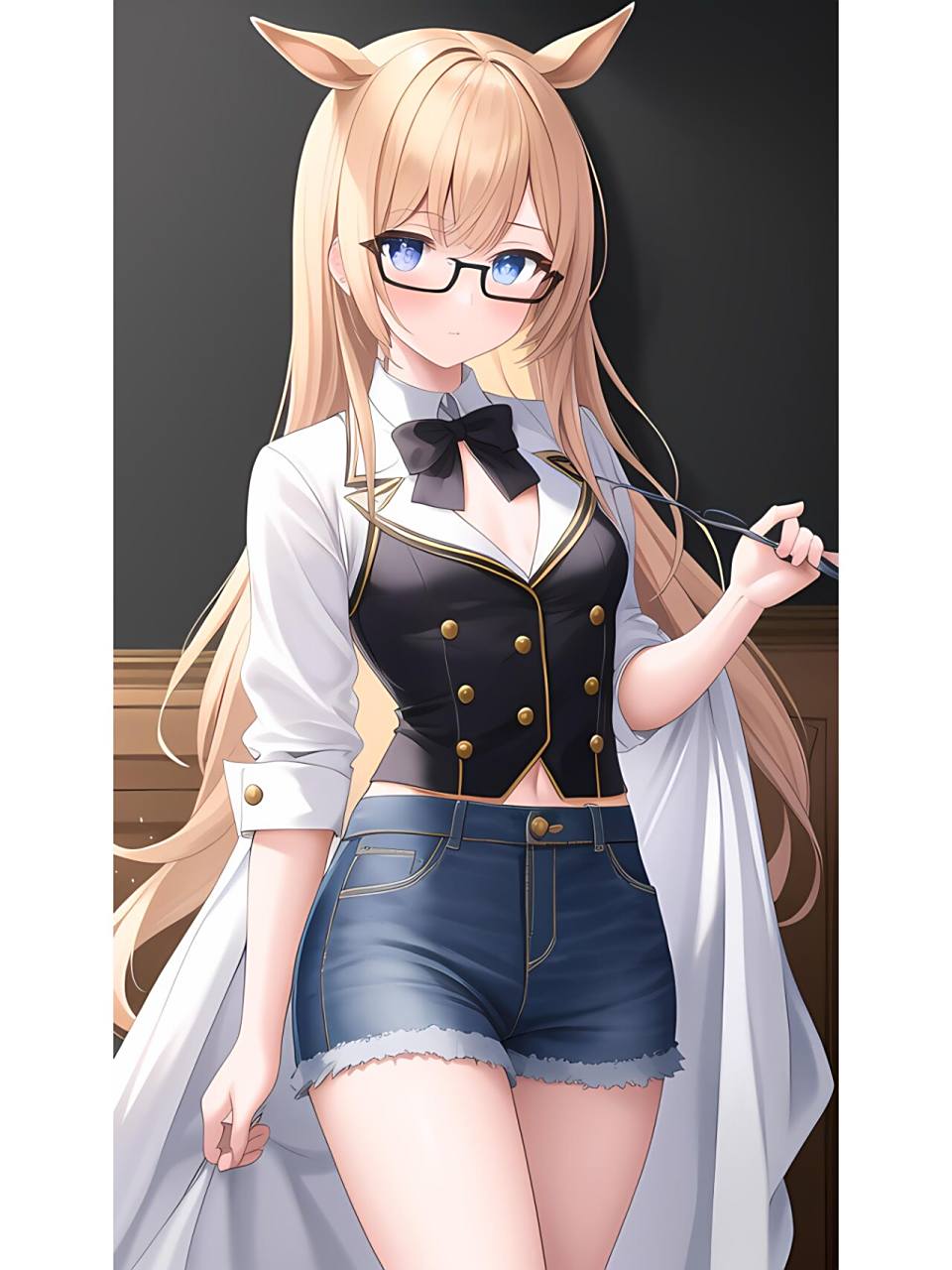 牛仔裤飘逸长发女子,动漫二次元绘画人物