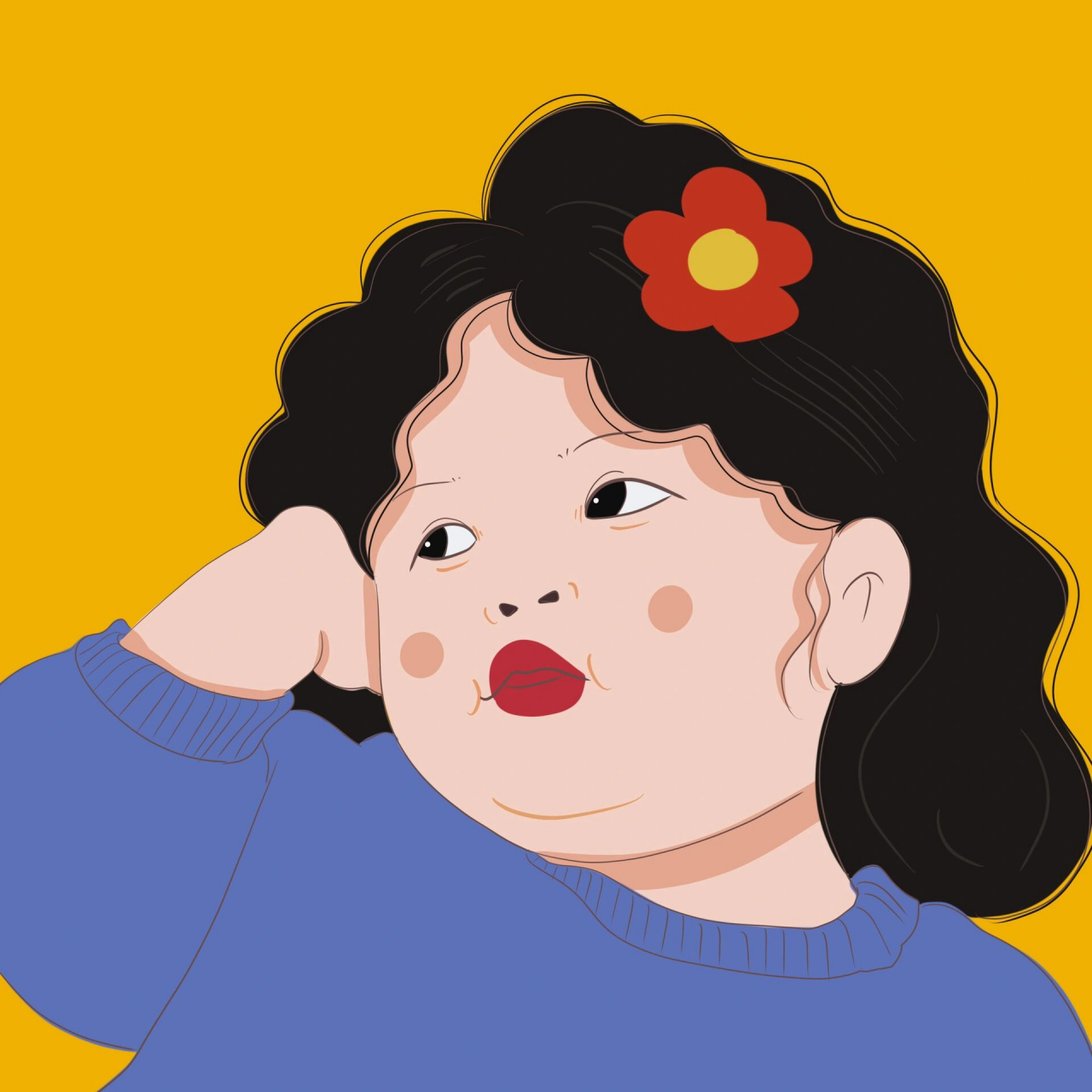 插画 | 头像 | 头戴大红花 图片92二改92商用92去签名 搬运临摹