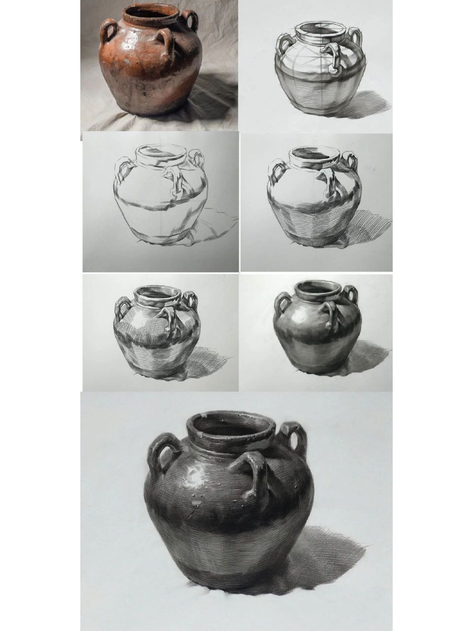 素描罐子步骤分享 作者李成智素描静物