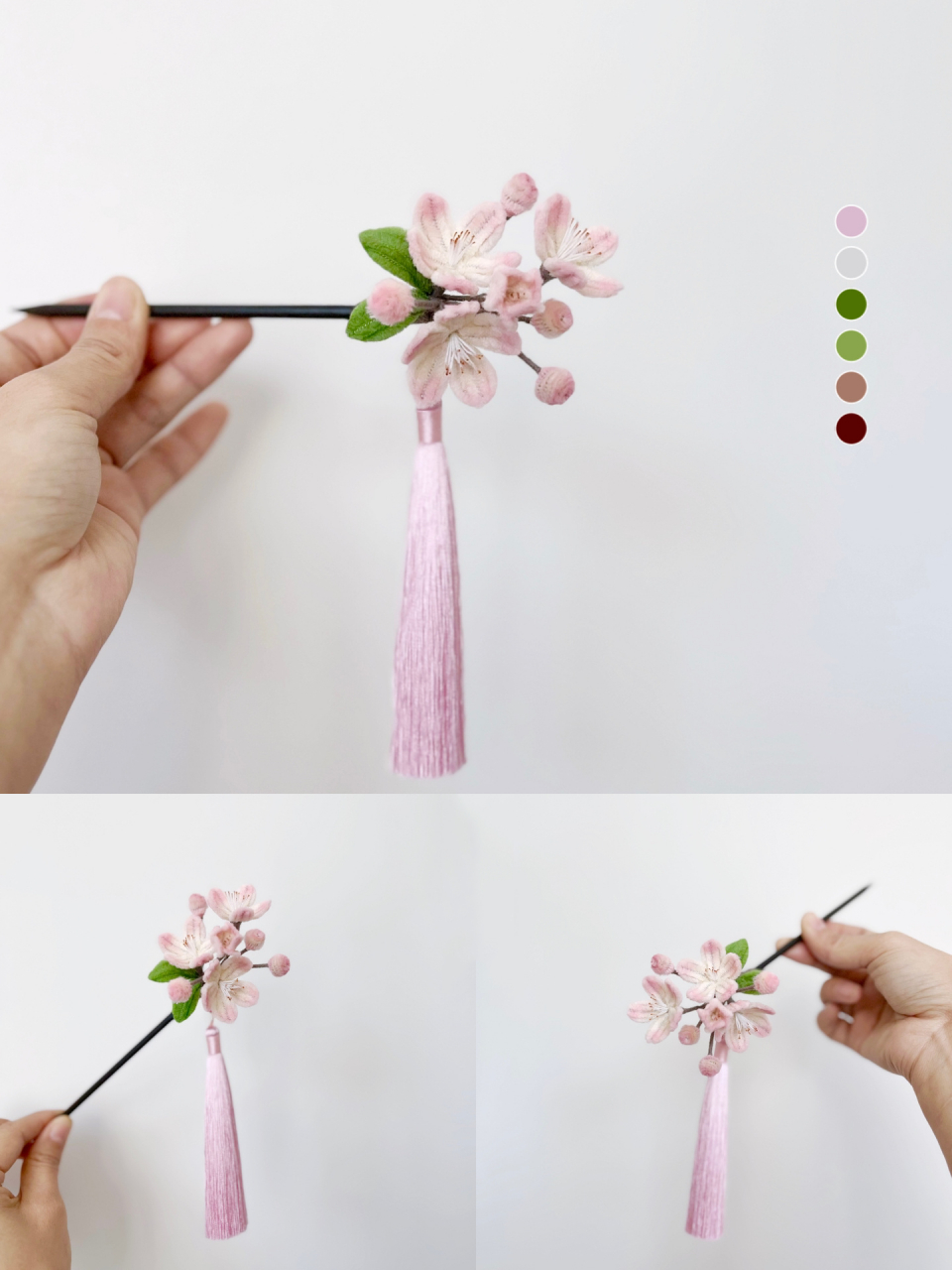 扭扭棒发簪|海棠花可太适合做头饰了呀 又是一款撞进了心坎里的步摇