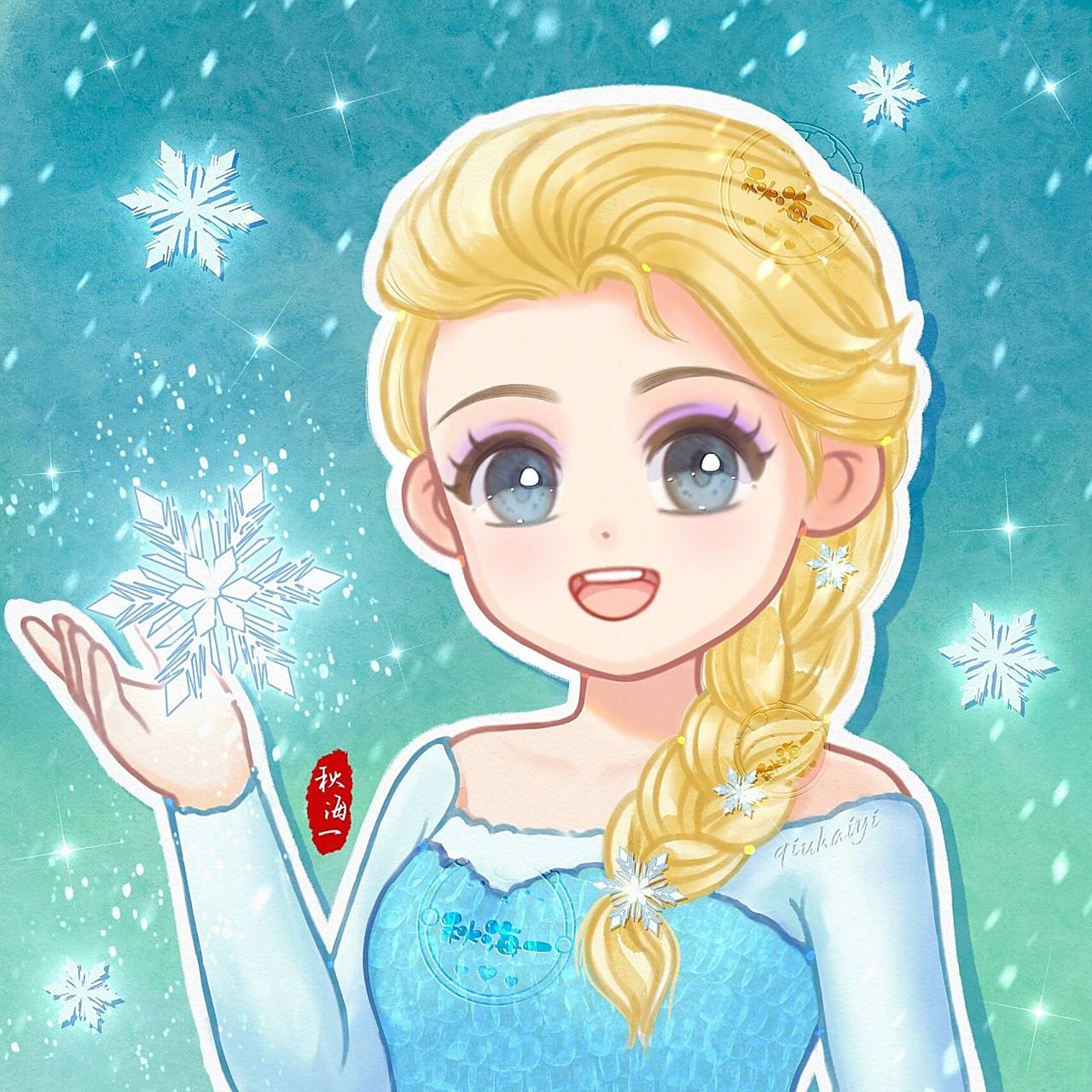 艾莎女王|冰雪奇缘 迪士尼公主 可爱头像 画的q版的艾莎女王,喜欢吗?