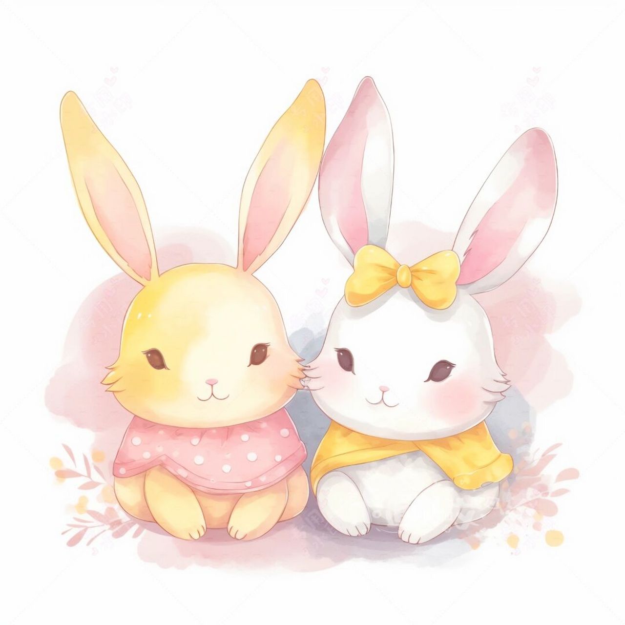 可爱小兔子卡通画 兔子小闺蜜 可可爱爱 