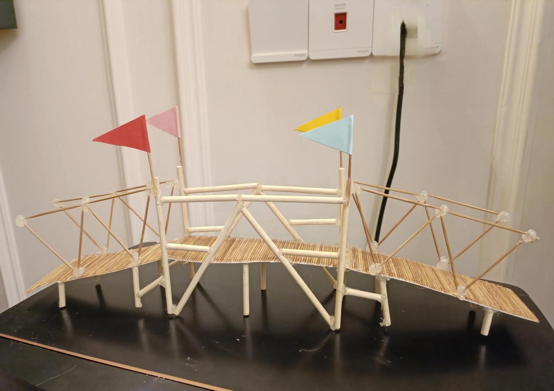 家有小学生-四年级下册数学自制牙签桥 这次寒假,数学特色作业是运用