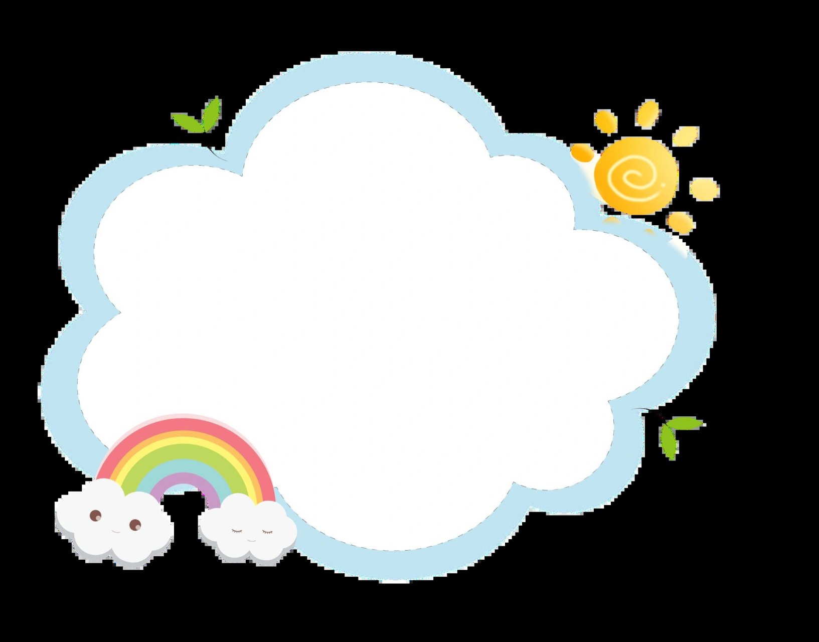 云朵花边边框元素 93手绘边框小清新云朵卡通边框云朵边框png素材