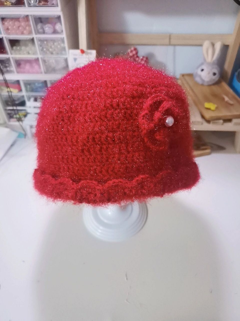 老太太帽子钩织 自己想象着钩的,加到5x.