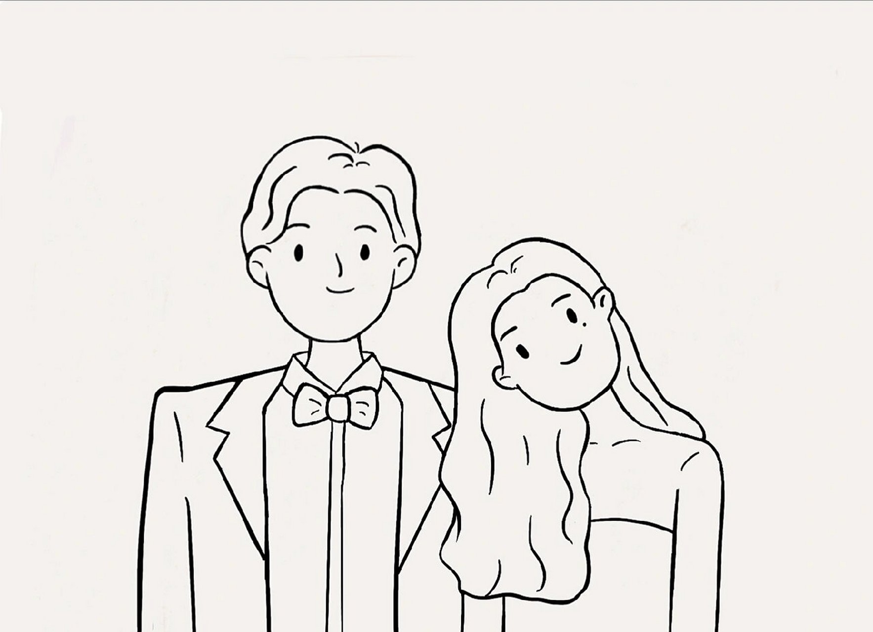 结婚照插画|简笔画头像 #手绘婚纱照# #插画