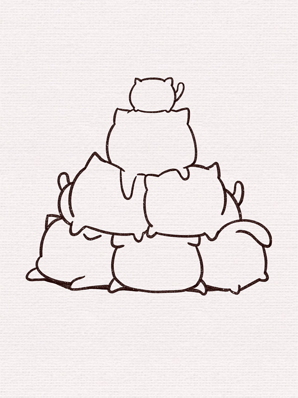 「简笔画」(100/16)小猫93叠叠高·内含过程 一堆可爱的小猫猫叠加