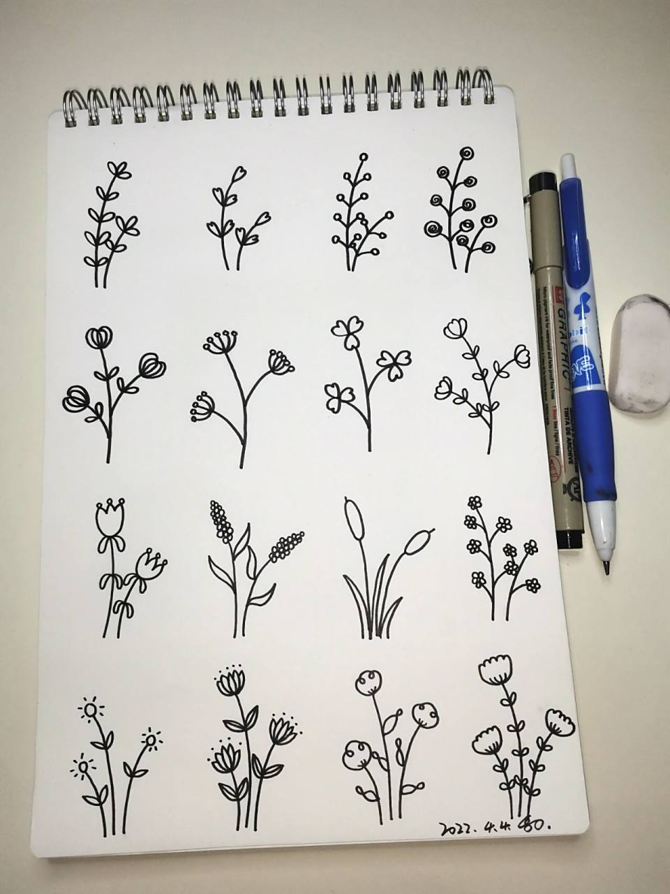 16种小花花简笔画画法-原创5494 小花花随手而来,喜欢画小装饰,小花