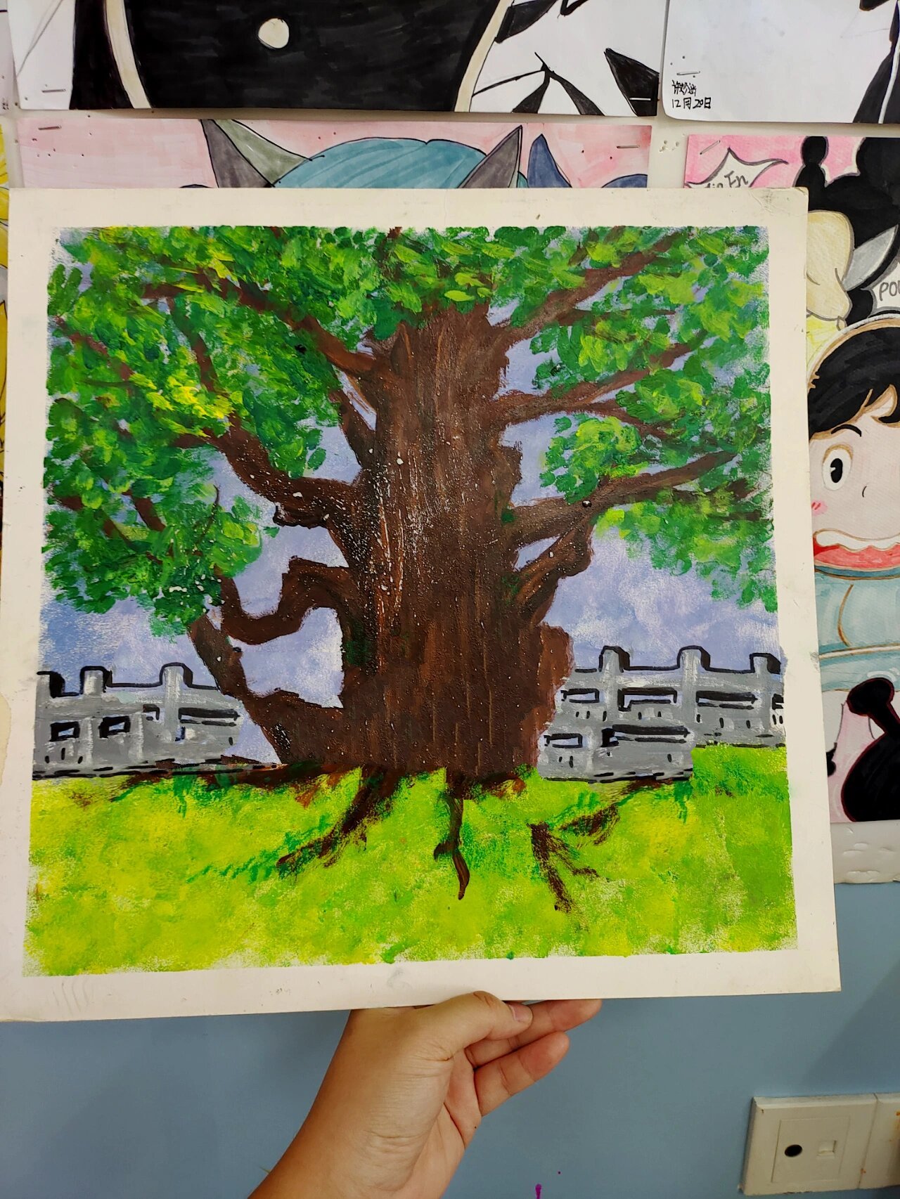 创意美术儿童画少儿水粉画榕树6-7岁