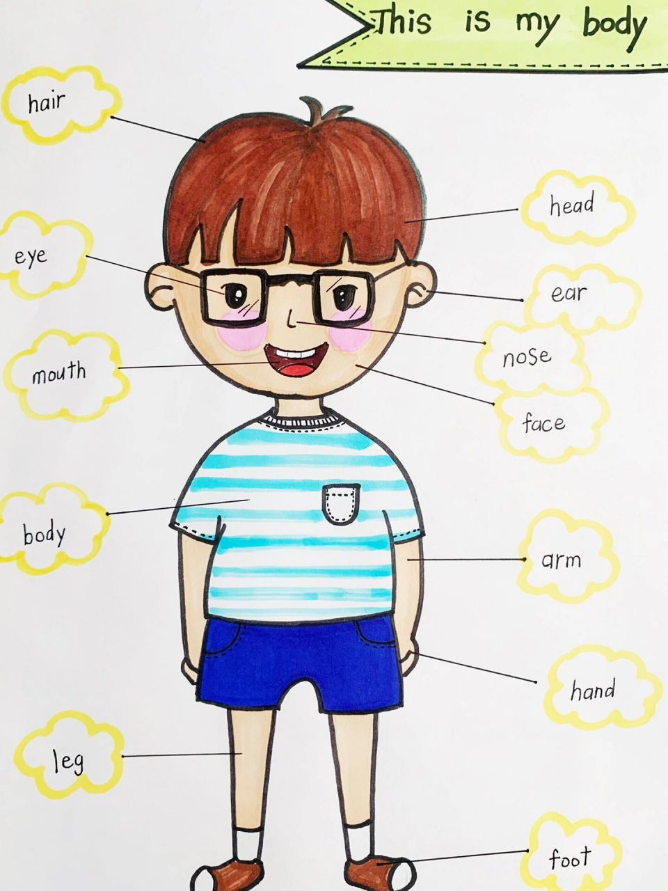 英语作业|身体部位手抄报this is my  body