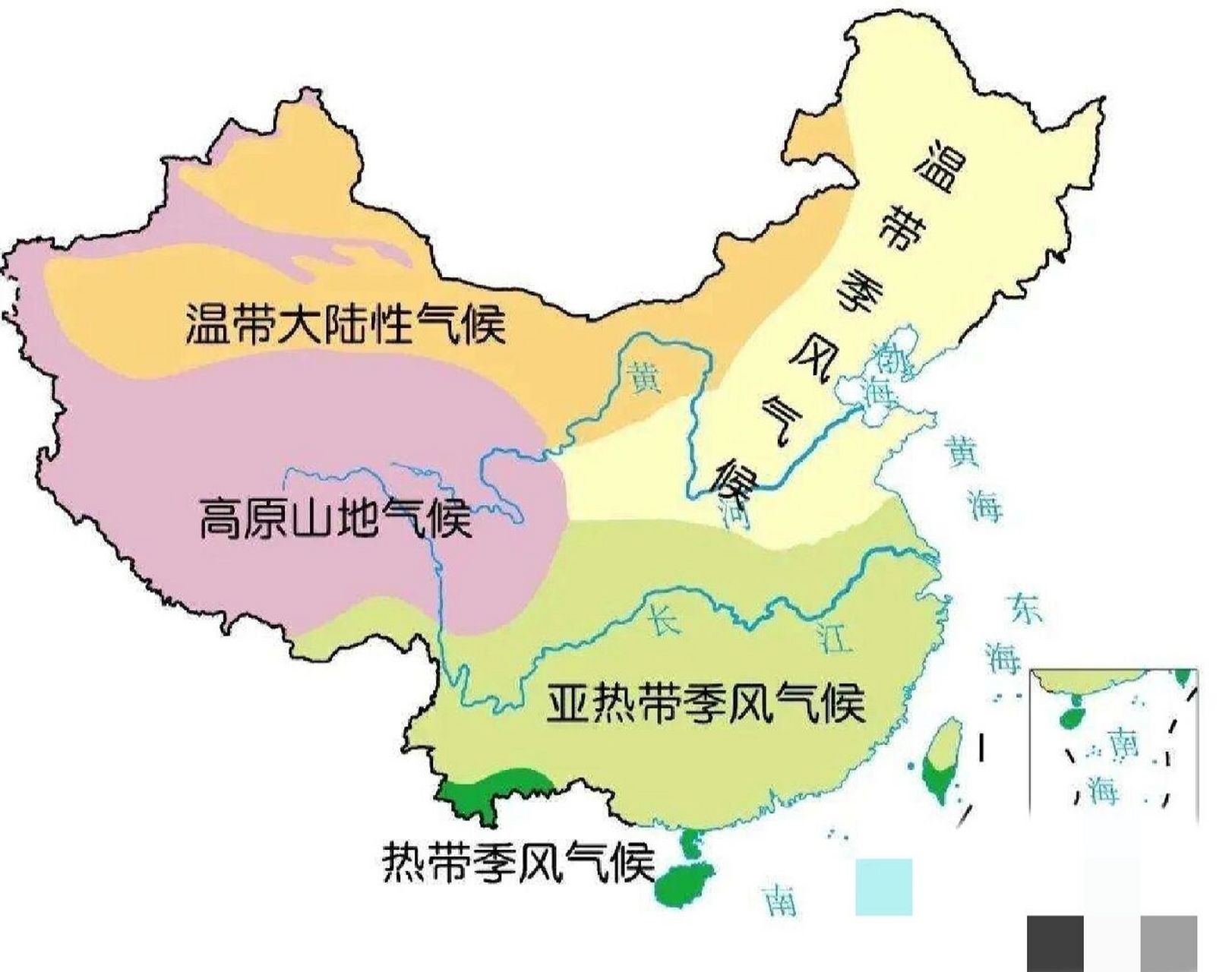 中国的气候类型 中国东部地区盛行季风气候,因为海陆热力差异……由于