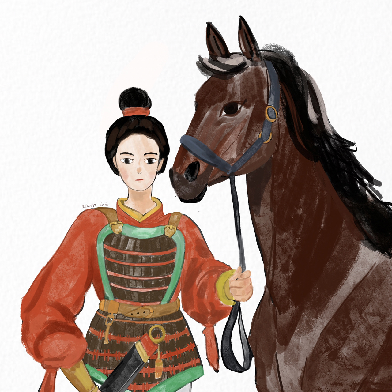 板绘/原创/花木兰 可汗问所欲,木兰不用尚书郎.