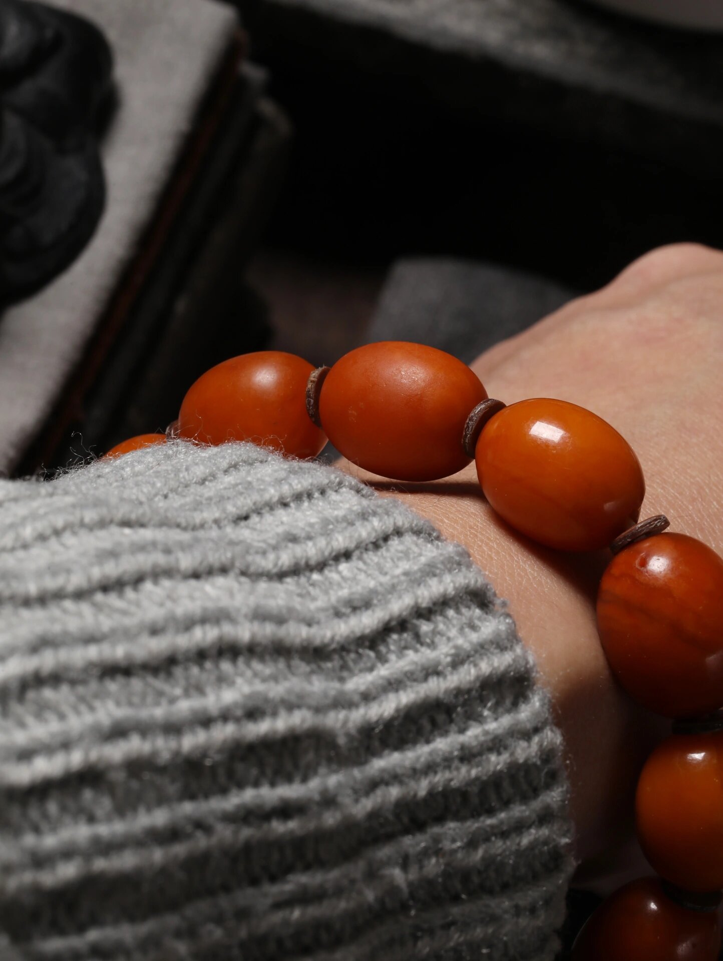 95全品无瑕疵|西亚红皮老蜜蜡枣珠手串 纯正西亚,大年份老蜜蜡枣珠