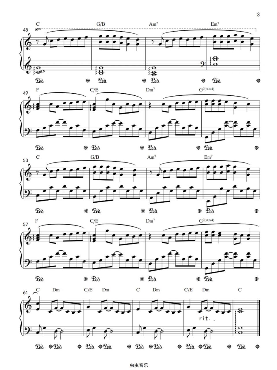 钢琴谱|周杰伦《简单爱》c调