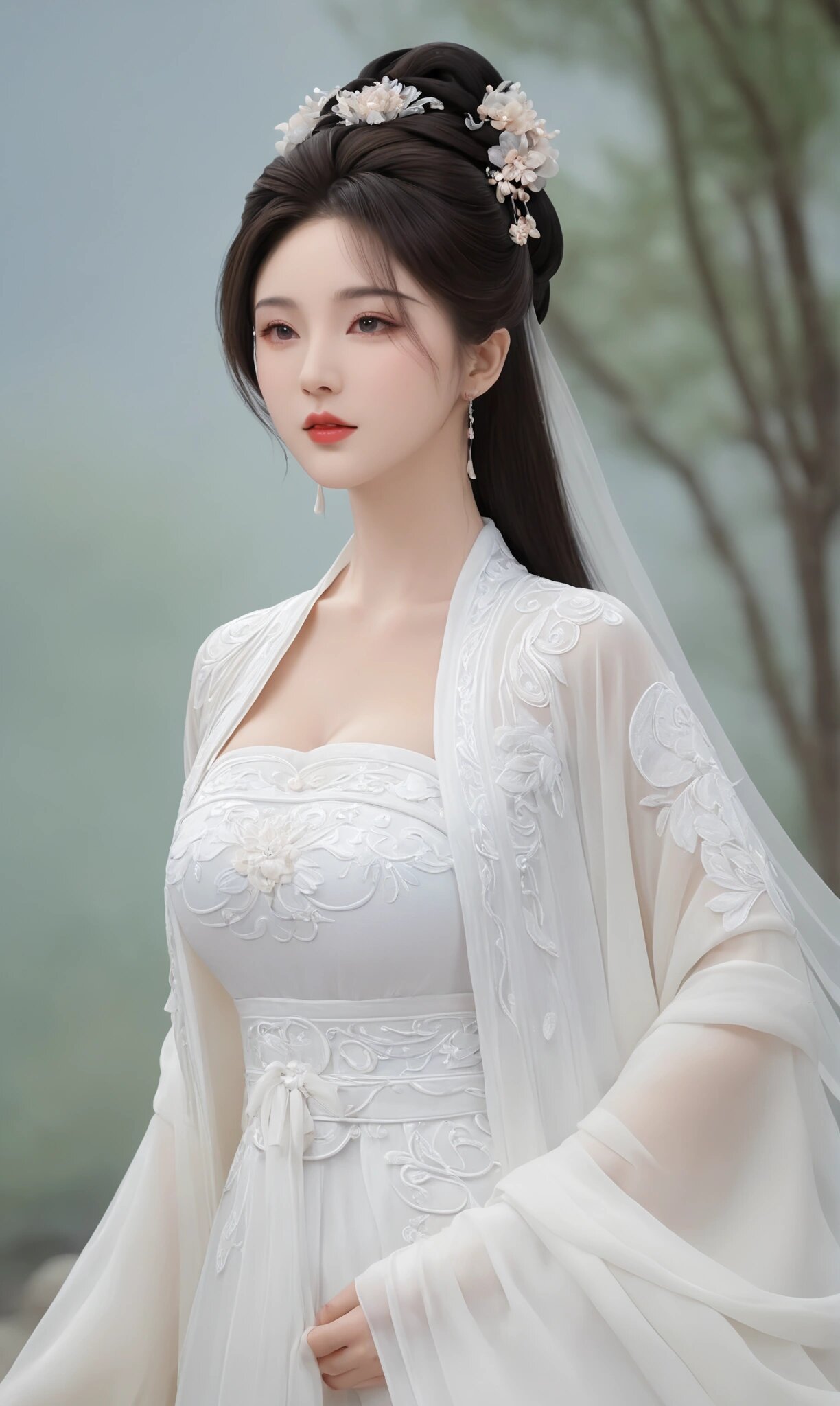 大胸妹子穿汉服跑步图片