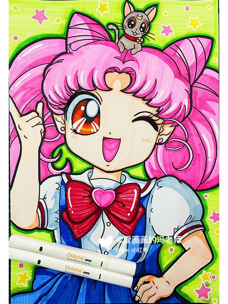 美少女战士,小小兔 马克笔动漫人物 美少女战士,代表月亮消灭你,小