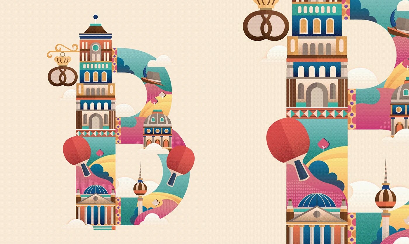 字母77城市著名建筑元素设计·创意字体设计 分享一组字母图形设计