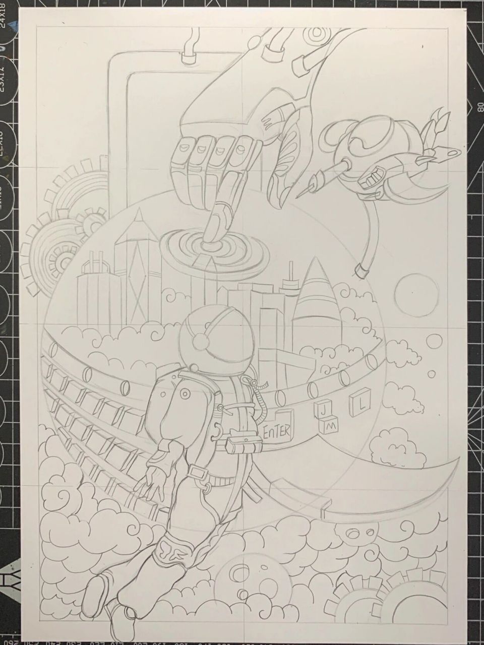 黑白装饰画～航空主题 线描,航空主题,科技,临摹#画画# #黑白装饰画