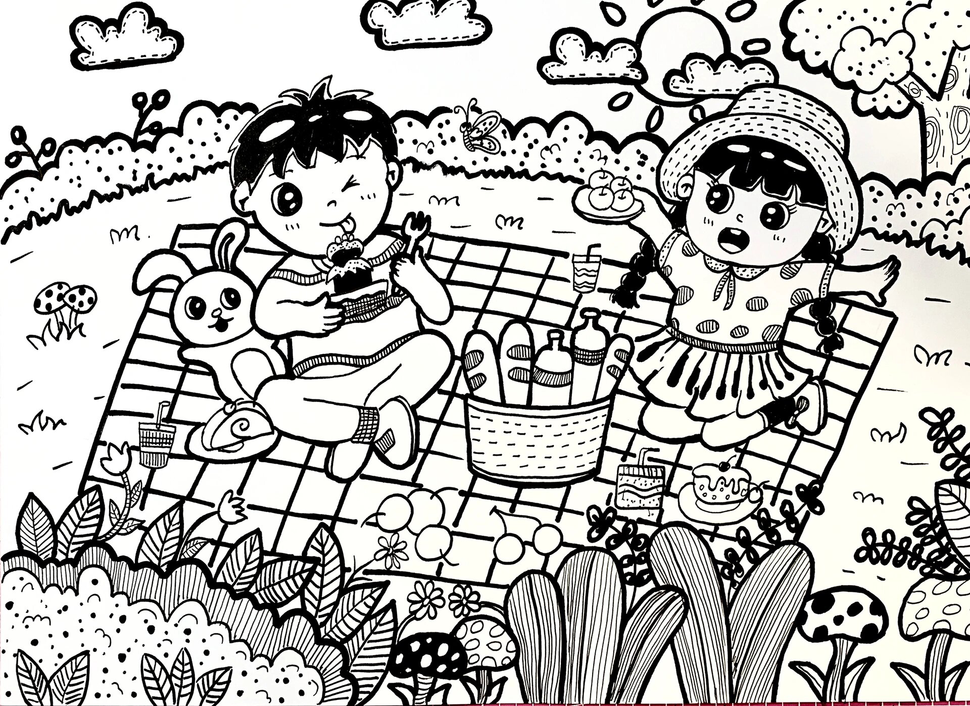 《野餐》《我和我的小伙伴》儿童主题绘画