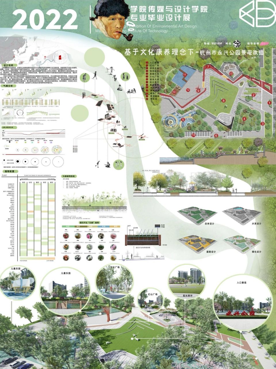 98环艺景观公园设计展板排版设计psd分享