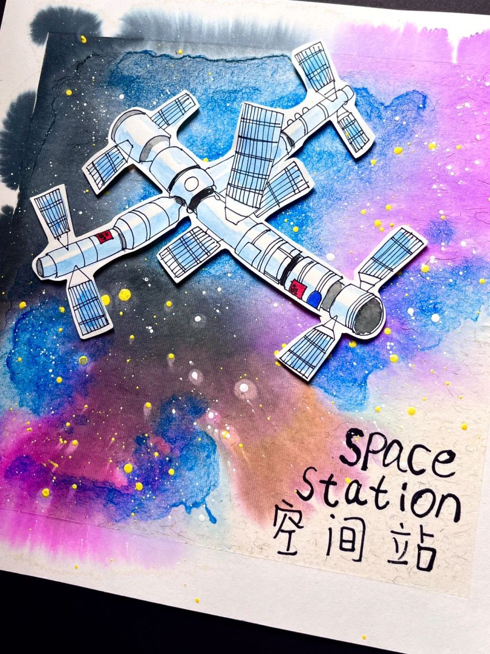 宇宙空间站简笔画创想图片