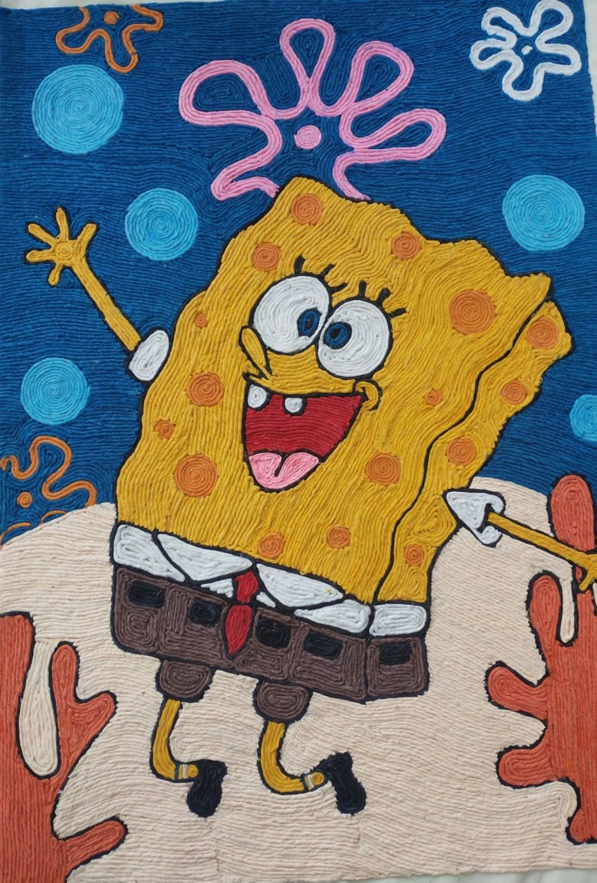 皱纹纸粘贴画之海绵宝宝 皱纹纸粘贴画之海绵宝宝