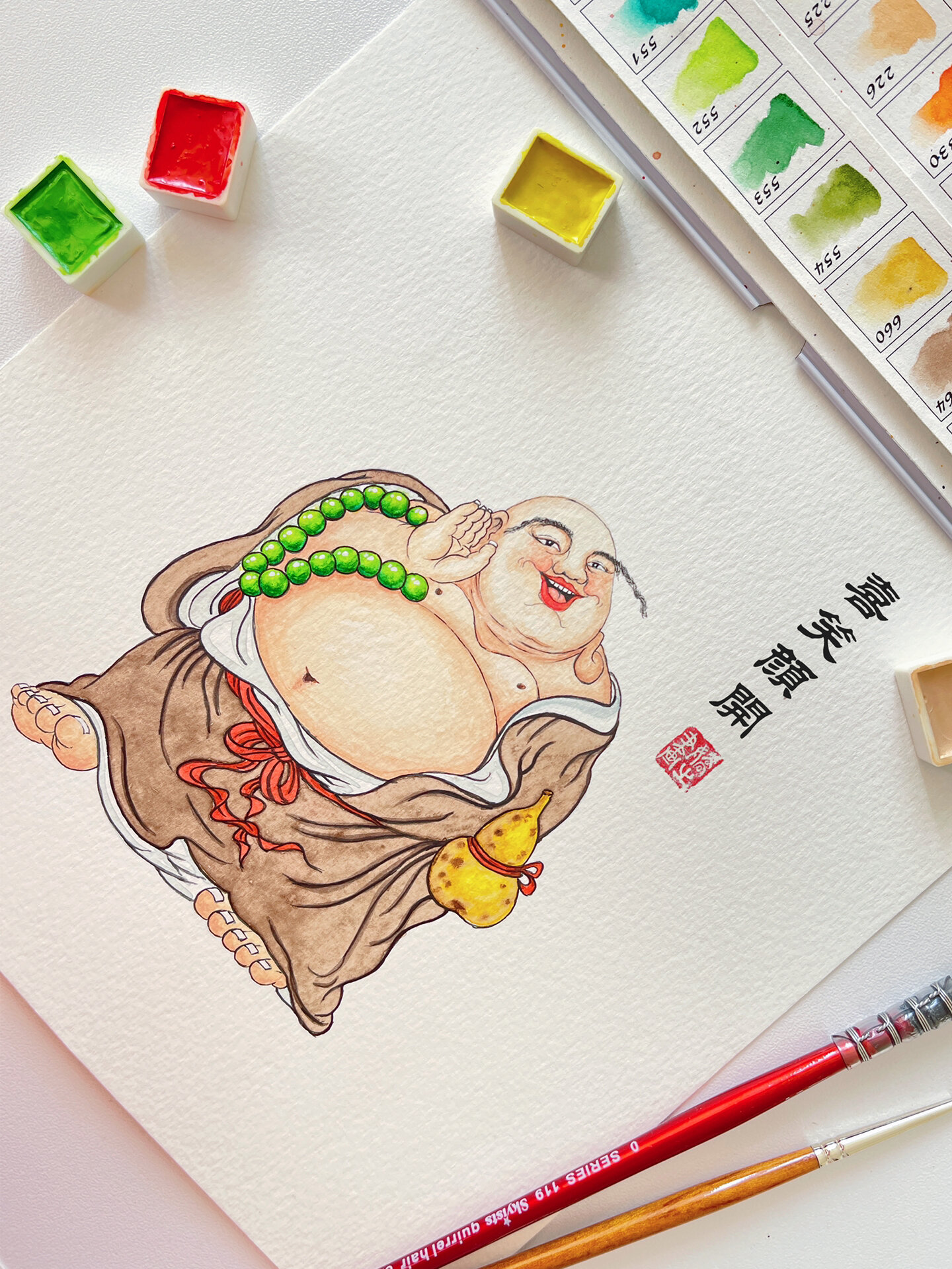 附步骤和线稿 自学水彩的路上大多都是自己摸索,铅笔
