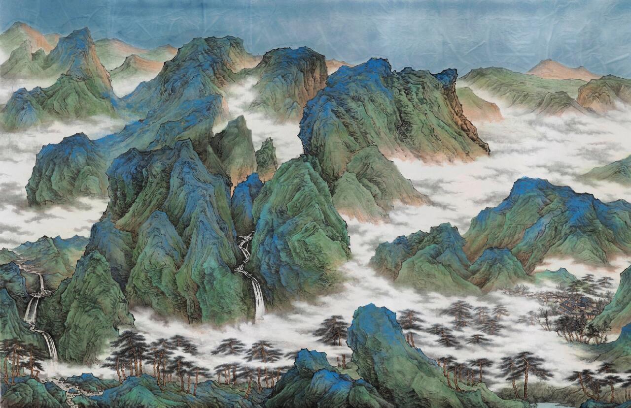 滑动进入超200平米的青绿山水画