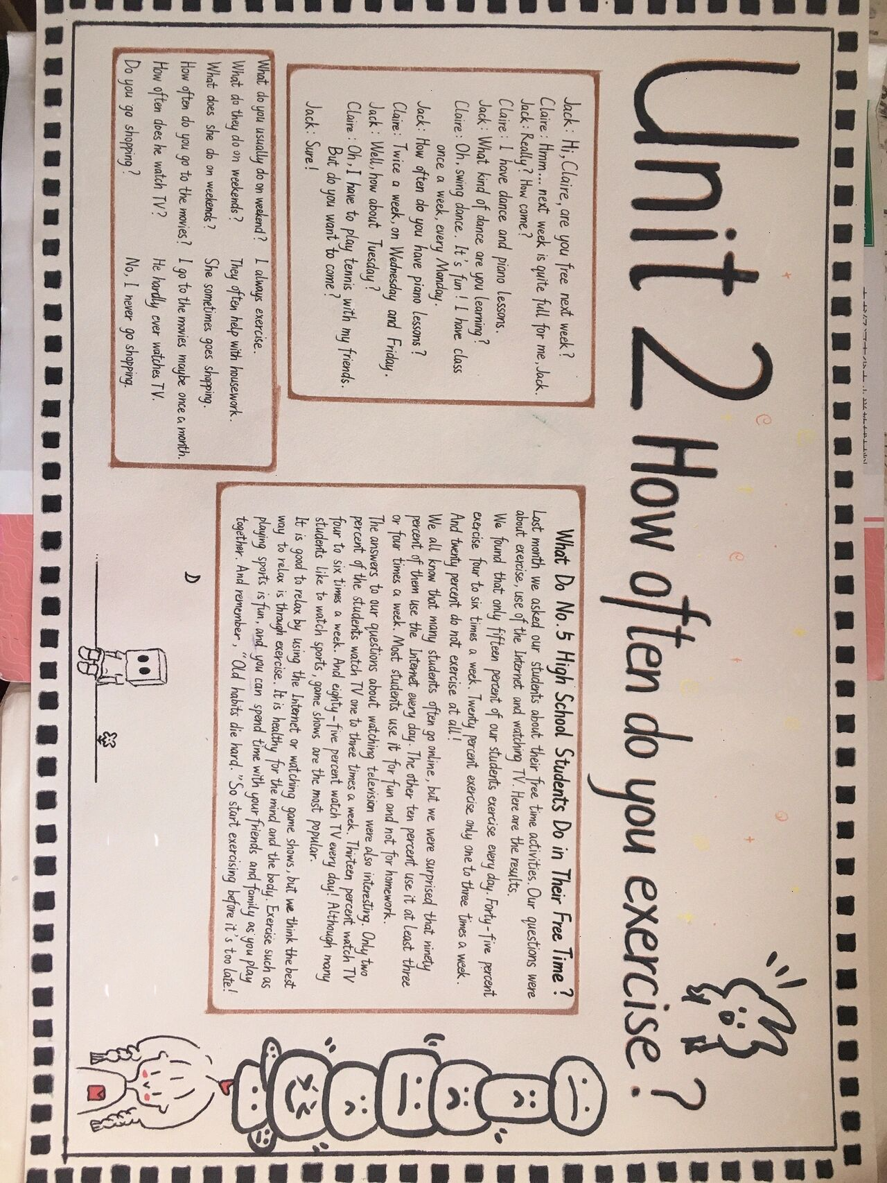 €英语手抄报八年级8815 unit 2: how often do you exercise?