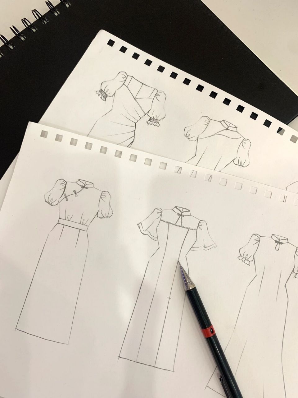 服装设计 | 一组改良旗袍手绘款式图7315 晚上好呀06 我又来啦