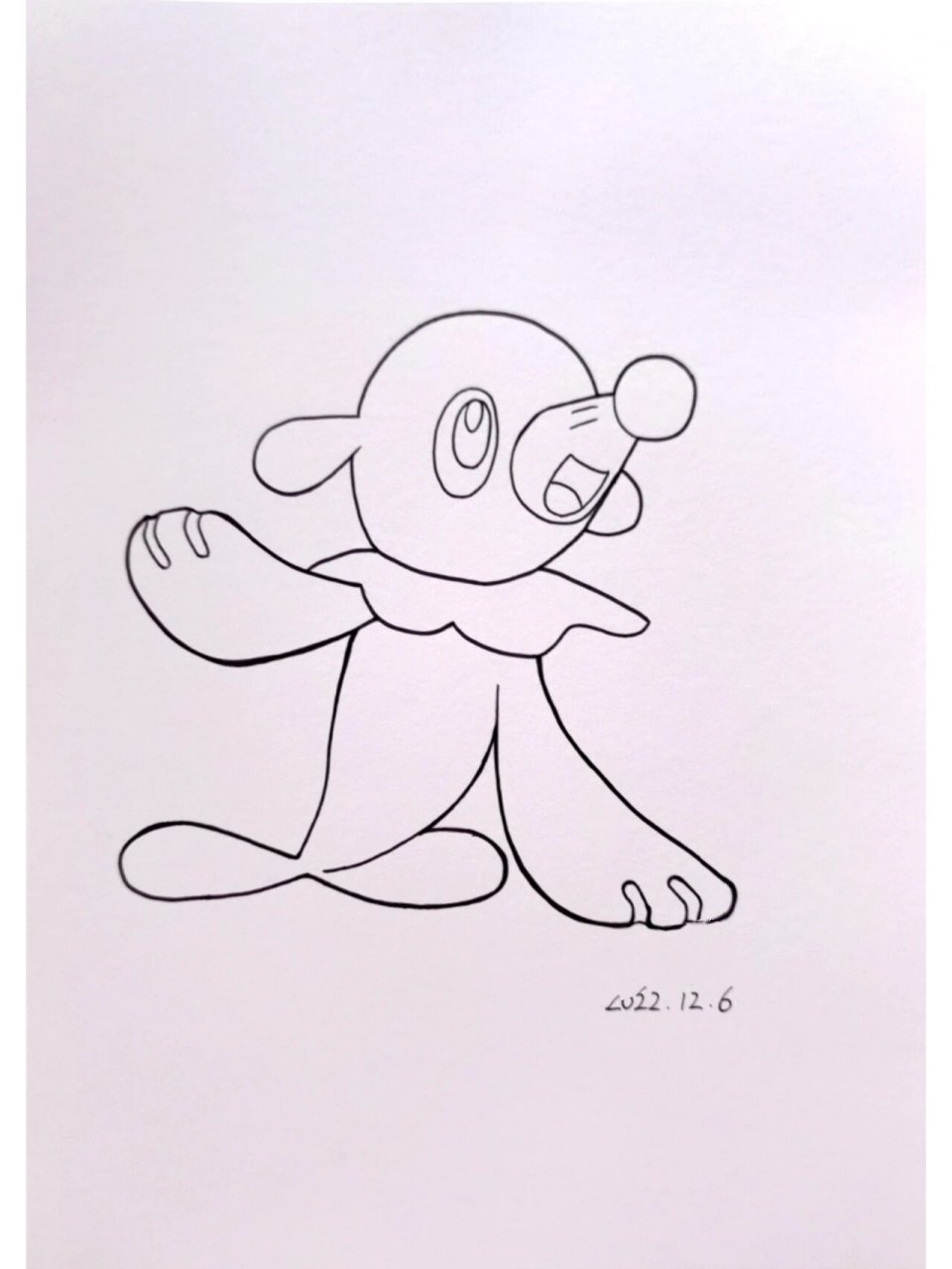 宝可梦球球海狮马克笔上色 宝可梦球球海狮马克笔上色完成了 纸张白卡