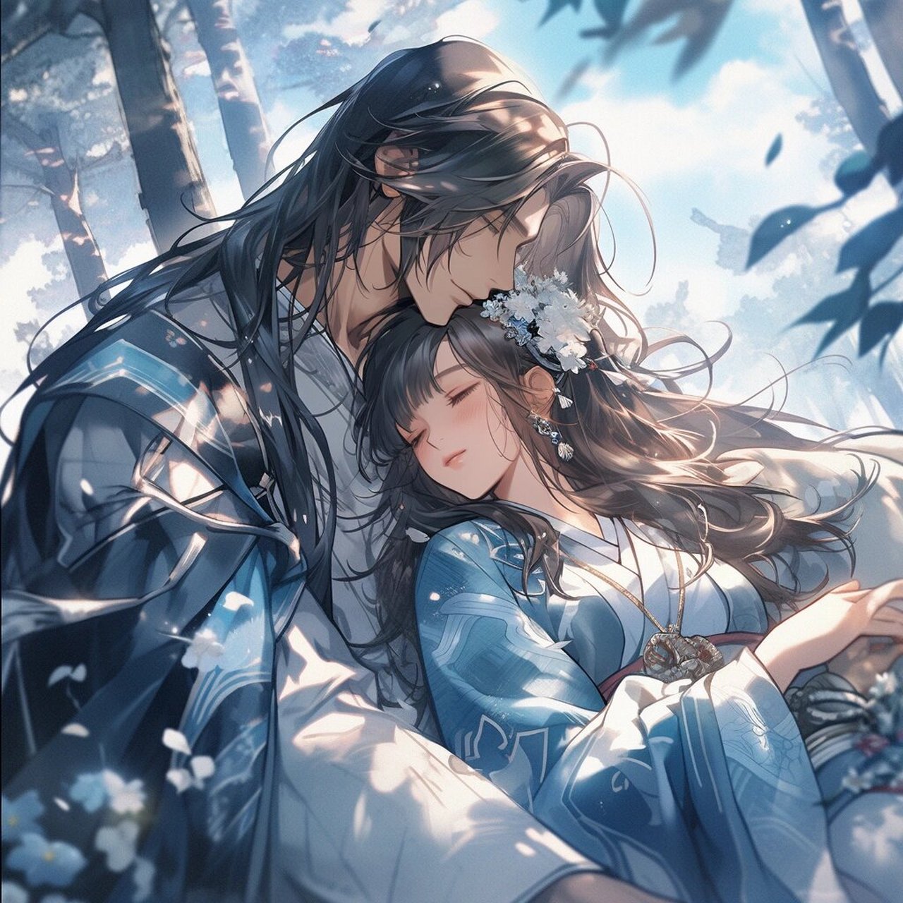 ai练习 古代情侣 关键词:ancient chinese clothing, lovers