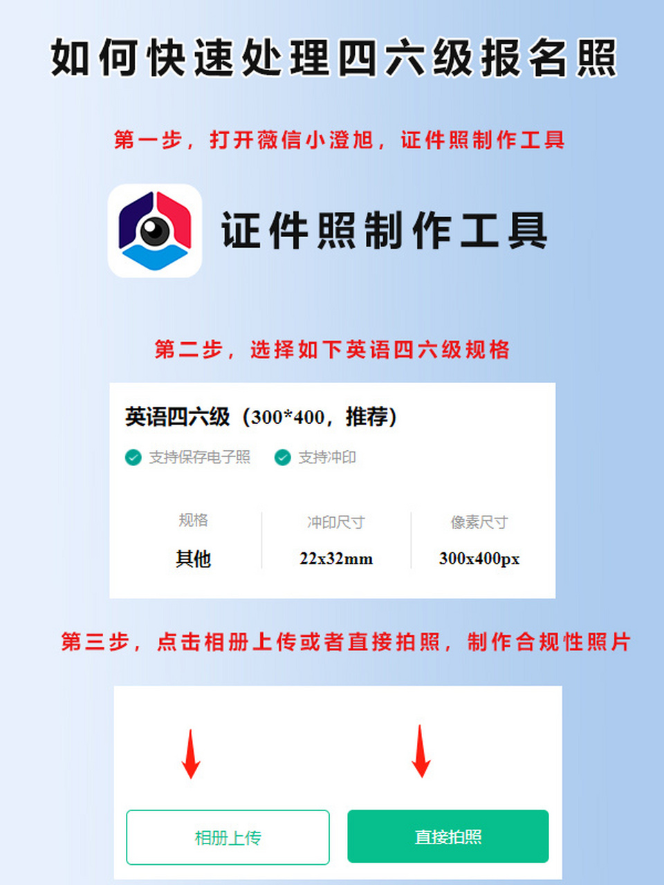 23上半年英语四六级报名照要求及处理流程 英语四六级考试报名照片