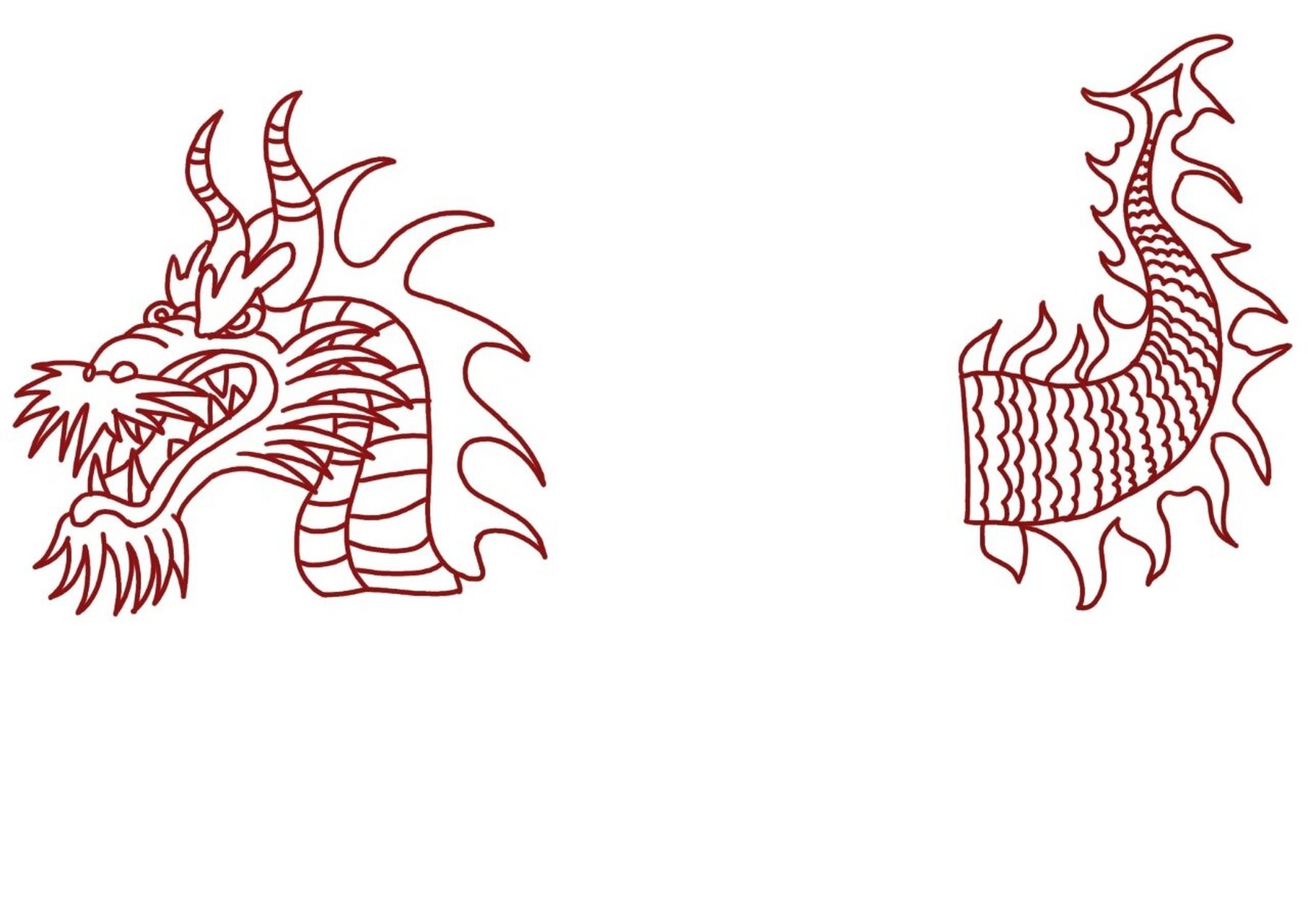 龙头龙尾打印素材 幼儿园端午节手工